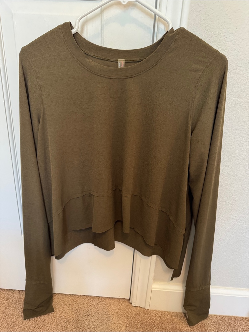 Free People Movement Olive  Green Long-Sleeve Top